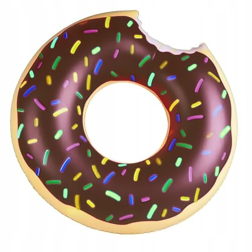 KRUMAD Donut Schwimmring Erwachsene 105 cm, Aufblasbarer Schwimmreifen für Erwachsene, Pool Spielzeug mit Streuseln, Schwimmhilfe, Badespaß für Strand, See & Schwimmbad