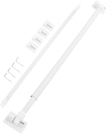 LIFKOME 2 Piezas Barra de Cortina Extensible de Plástico Ajustable con Soporte Adhesivo para Visillos y Ventanas Resistente y Fácil de Montar para Salón y Dormitorio