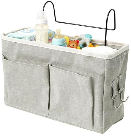 Organisateur d'essentiels pour bébé Rangement organisé à portée de main, portable, réglable, peu encombrant, pochette de lit, catégorisation des articles pour couches pour bébé, pour biberon, couches,