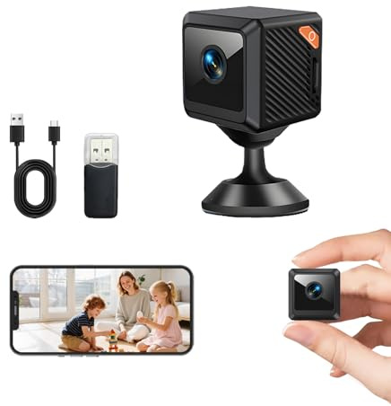 Mini caméra, caméra de Surveillance Wi-FI 1080p, caméra Wi-FI avec Vision Nocturne, détecteur de Mouvement et Double Espace de Stockage (Carte SD/Cloud), contrôle à Distance Via Une Application, 64G