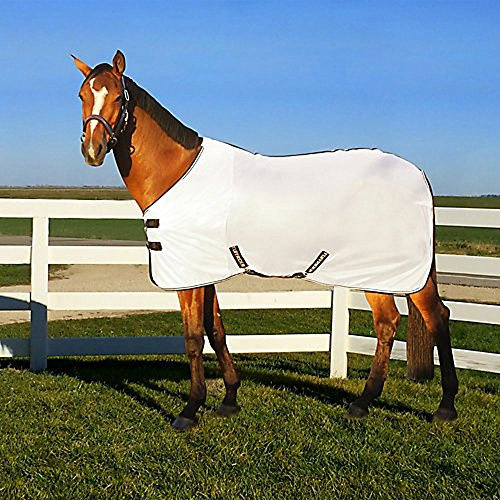 TuffRider Comfy Mesh Fly Sheet | UV Protection Horse Sheet, Standard Neck, 130 Grams Breathable Polyester Mesh - White - 57