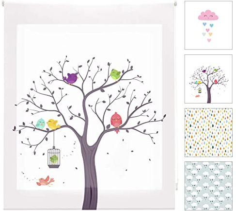 Blindecor Digital Infantil | Estor Enrollable Translúcido con Estampado Impresión Digital | Modelo Birds | 150 x 180 cm (ancho por alto) Tamaño de la Tela 147 x 175 cm | Estores para Ventanas