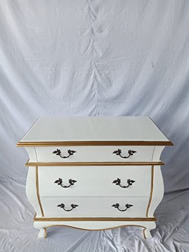 ts-ideen - Cómoda (92 cm), diseño barroco, color blanco y dorado