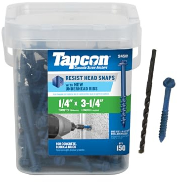 Tapcon 1/4 x 3-3/4 Hex Head Blue Climaseal™ Concrete Screws, 150 PCS