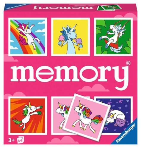 Ravensburger - Memory® Versione Unicorns, 64 Tessere, Gioco Da Tavolo, 3+ Anni