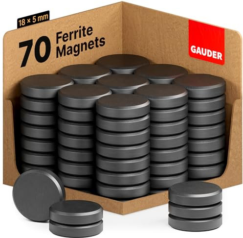 GAUDER Magnets for Whiteboard, Notice Board & more (18 x 5 mm) | 70x Magnets for Crafts | Fridge Magnets