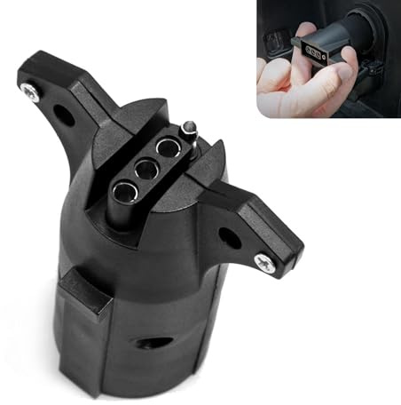 Yumfugu 1 PC Car Trailer Adapter Plug, 12V Flat Circular Blade Type 7-pin to 4-pin Trailer Wiring Plug Adapter, Direct Plug-in Connection Replacement Accessory, for Most Trailers, RVs, Cars (Black)