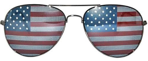 OWL Aviator Pilot 4th of July Sunglasses for Women and Men Size Medium Gun Metal Frame USA American Flag Lens Glasses UV400 Protection, 137mm