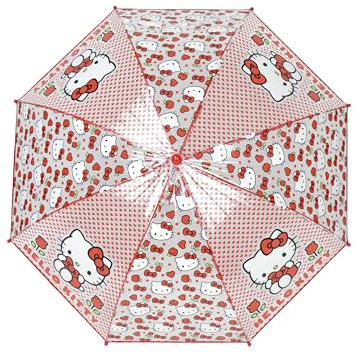 CYPBRANDS Hello Kitty - Ombrello manuale per bambini, trasparente, 8 aste e tubo metallico ad alta resistenza, prodotto ufficiale, trasparente