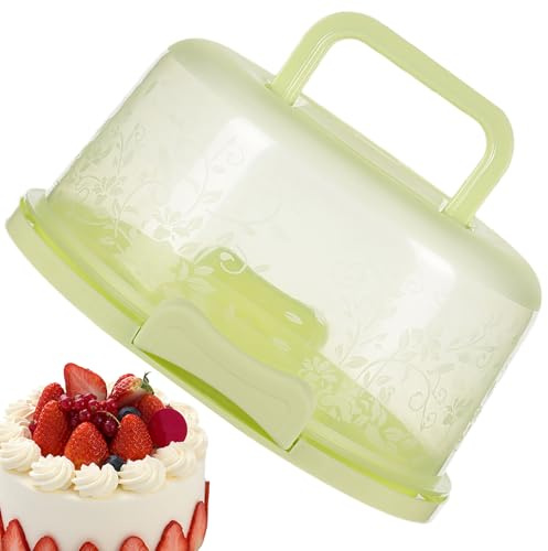 Caja para tartas, diámetro de 22 cm, con tapa y asa, versátil caja de transporte para tartas de huevo y pasteles
