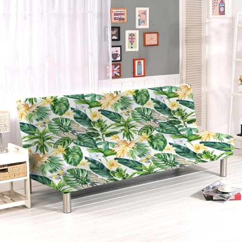 Aisaving Copridivano senza braccioli in poliestere spandex elasticizzato futon fodera protettiva per divano letto pieghevole a 3 posti per divano letto pieghevole senza braccioli 203,2 x 127 cm in