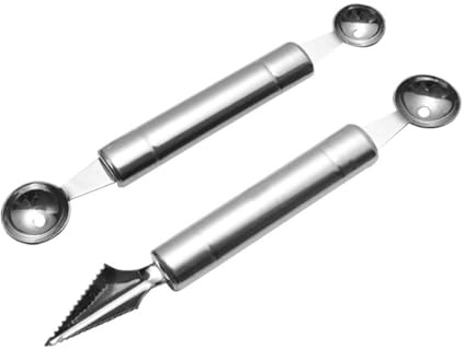 2 Stück Fruchtschnitzwerkzeug Melonenlöffel,Melonenausstecher Kugeln,Kugelausstecher,Kugelausstecher Melone,Kugelausstecher und Schnitzwerkzeug,Melonenlöffel Kugelausstecher Doppelzweck