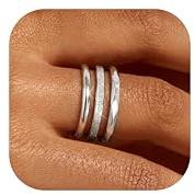 JOERICA 3Pcs 2mm Stainless Steel Women's Stackable Eternity Ring Band Engagement Wedding Ring Set 4-9 (Stainless-Steel, Silver Tone, 6)