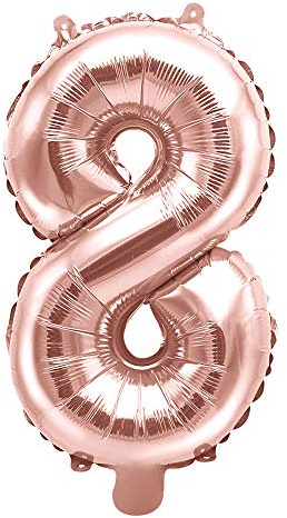 Folienballon Zahl 8 in Roségold 35cm Luftballons Party Deko
