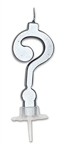 Di&Gi Candelina per Torta Italic Punto Interrogativo Cm. 7 - Argento Silver Metal