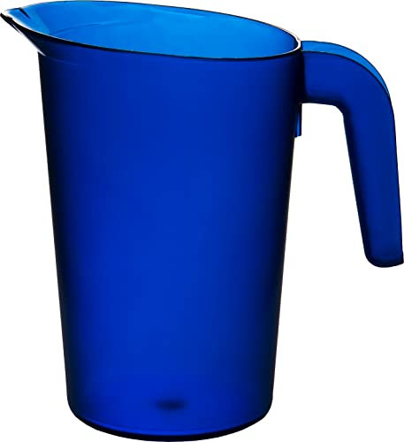 Roltex 1L Frosted Jug Drinks Pitcher Reusable Polycarbonate Plastic Virtually Unbreakable (Blue)