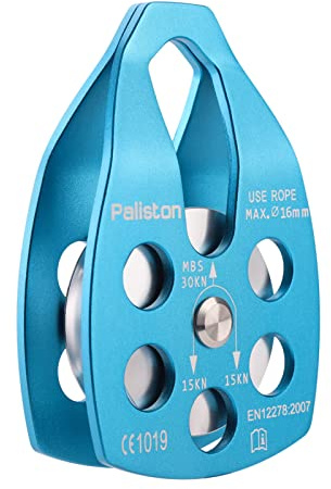 Paliston 30kN Climbing Pulley with Ball Bearing for Rock Climbing Arborist Blue