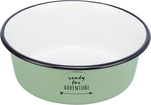 TRIXIE Gamelle en émail/acier inoxydable - antidérapante grâce aux points de silicone - lavable au lave-vaisselle - capacité 0,3 l - ø 12 cm - vert - 25211