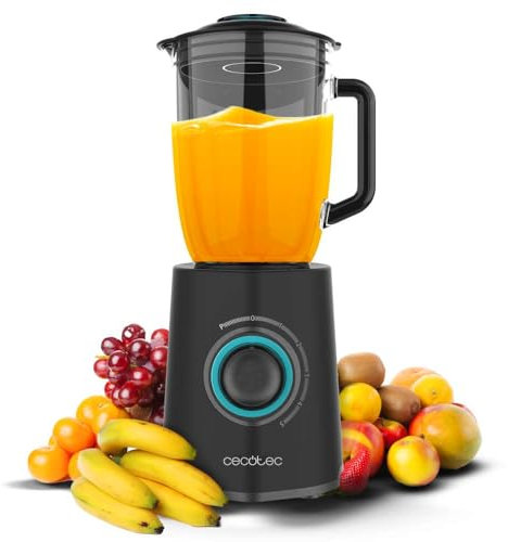 Cecotec Batidora de Vaso Power Black Titanium 2300Max Mix Go. 2300W de Potencia Máxima, 1,5L de Capacidad, 5 Velocidades, 6 Hojas Recubrimiento de Titanio Negro y Jarra Termorresistente