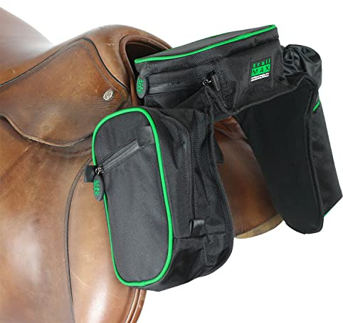 TrailMax Compact English Pommel Pocket Horse Saddle Bag; English Front Pocket Horse Saddle Bag w/Water Bottle Sleeve; English/Endurance/Australian Saddle Bags; Horse Saddle Bags for Trail Riding