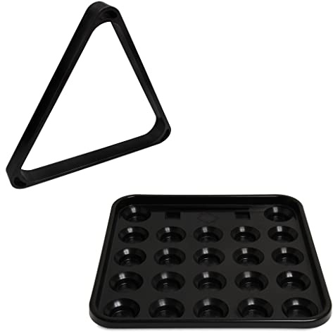 OKKO Bundle of 2 Items Snooker Table Deluxe Heavy-Duty Plastic Triangle Rack Plastic Billiard Ball Tray for 2 1/16” Snooker Balls