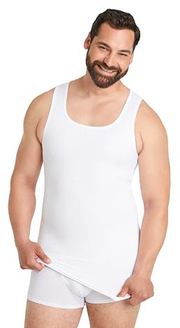 FINN Seamless Kompressions-Shirt Herren mit Bauchweg Effekt - Figurformendes Shapewear Tank-Top ohne Nähte - Starkes Body Shaper Unterhemd für einen flacheren Bauch Unsichtbare Weiß Weiss M