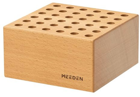MEEDEN Porte-crayons et pinceaux en bois de hêtre : 36 trous pour pinceaux de peinture et support – Bloc en bois pour pinceaux, stylos et outils d'art – Présentoir pour pinceaux de peinture