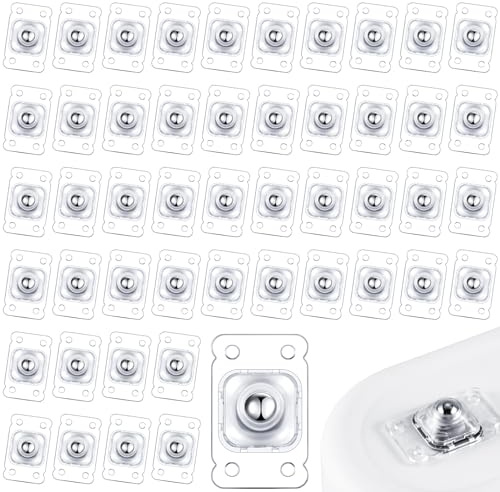 Burbell 48 Pcs Self Adhesive Caster Wheels Appliance Rollers Appliance Slider for Kitchen 360° Swivel Universal Wheel Mini Roller Ball Transfer Bearing for Kitchen(Clear)