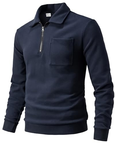Harbrosrce Felpa Uomo Mezza con Cerniera Maglia in Pile 1/4 di Zip Maniche Lunghe Sweatshirts Leggera Felpata da Lavoro Casual Sportivo