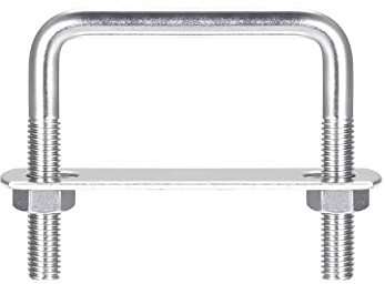 Serre-câble métallique, serre-fil de clôture Boulons en U carrés, 6 jeux de boulons de serrage en U en acier inoxydable M8 304 de 62 mm de largeur intérieure et de 60 mm de longueur avec écrous et pla