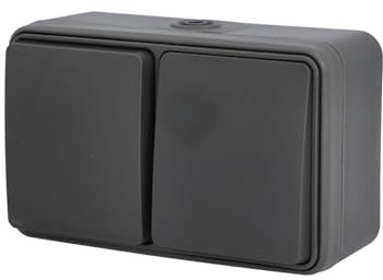UNITEC Combinazione interruttore e presa AP/FR Aqua, IP54, da parete, adatto per ambienti umidi, per interni ed esterni, antracite, 1 pezzo