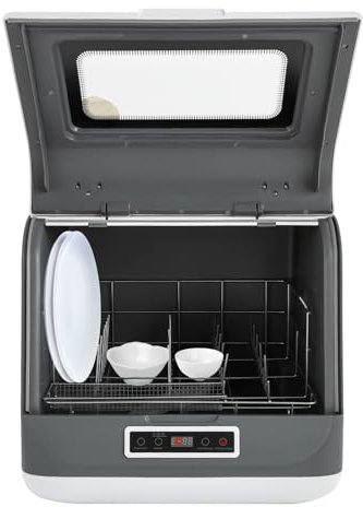 Czyurachel Tisch Geschirrspüler, Multifunktional Spülmaschine mit 3 Waschmodi, Mini Geschirrspüler ohne Installation mit 2 Trocknungs-Methode, Camping Spülmaschine, Unteres Sprühen, Touch, Weiß