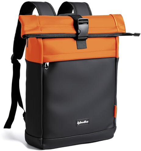 Sylvanthos Waterproof Backpack, Laptop Backpack for Men and Women with Anti-Theft Zipper, Expandable 18-25L, Rains Backpacks for Work,School, Business Trips - Orange