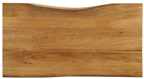 SKTQYQO Tischplatte aus Massivholz, Mangoholz, 100 x 60 x 2,5 cm, mit lebendigen seitlichen Kanten für Renovierung, glatte Oberfläche, leicht zu reinigen, einzigartiges und natürliches rustikales