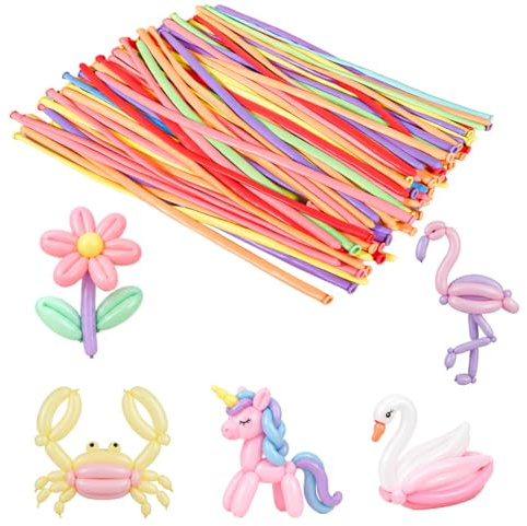Geukmun 100 Pcs Modelling Balloons, 260Q Long Twisting Latex Balloons for Animal Shapes, Birthday Party Wedding Decorations, Gifts for Aged 14 And Over (Macron Colour)