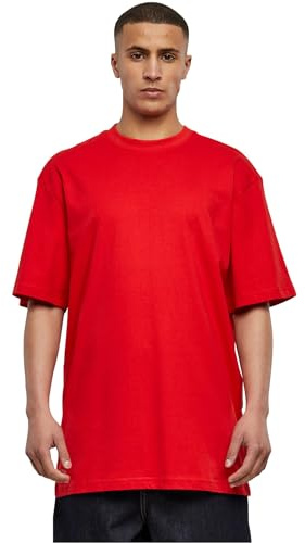 URBAN CLASSICS Men's Basic Crew Neck Tall Tee, Oversized Short Sleeves T-Shirt with Dropped Shoulders, 100% Jersey Cotton, in red, XL