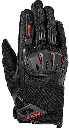 FLM Sports Leder-/Textilhandschuh 3.0 - Ideal für sommerliche Temperaturen, Kurze Stulpe - Knöchelhartschale aus Kunststoff