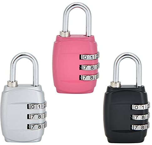 3PCS Luggage Locks Combination 3 Digit Combination Padlock Security Padlocks Resettable Code Locks Suitcase Combination Locks Waterproof Coded Padlock Small Digit Locker Padlock for Gym Locker Zip