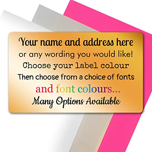 96 Gold Personalised Address Labels Stickers, 24 Labels Per A4 Sheet x 4 Sheets, 63.5mm x 33.9mm Medium Printed Sticky Address Labels for Envelopes, Return Address, Parcels, and Greetings Cards Gifts.