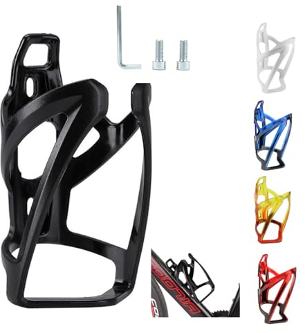 Garegce Bike Water Bottle Cage, 1PCS Mountain Bicycle Water Bottle Holder with Screws，Universal Durable Non-Slip Cycling Drink Bottles Holder for Road Bike Kids Bikes Accessories-Black
