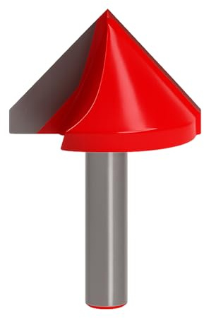 Fraise en V 90° CNC pour Bois avec Pointe Carbure de Tungstène, Queue 6 mm, Diamètre 32 mm, Revêtement Rouge Anti-Rouille, Gravure et Fraisage de Panneaux