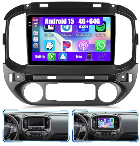 Inefala [4G+64G] Android 15 Car Stereo for Chevrolet Chevy Colorado GMC Canyon 2015-2019 with Wireless Carplay/Android Auto, 9 Inch Touchscreen Car Radio with GPS Bluetooth WiFi FM/RDS EQ SWC