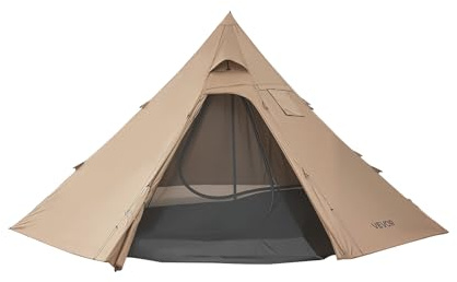 VEVOR Tente Chaude Tipi pour 4 Personnes, Tente d'Hiver Portable avec Trou de Poêle et Maille Intérieure, Toile Imperméable Revêtement PU2500 mm, Abri 4 Saisons, pour Camping, Randonnée, Pêche, Chasse
