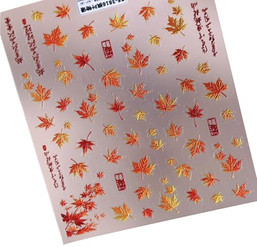 Autocollants pour ongles - Feuilles d'érable - Autocollants pour Thanksgiving - Décorations pour ongles d'automne