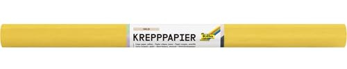 folia 824106 - Krepppapier in Gelb, 10 Rollen aus FSC-Mix Papier, je Rolle ca. 50 x 250 cm, 32 g/m², nassfest, elastisches Kreppband mit rauer Oberfläche zum Verzieren und Dekorieren