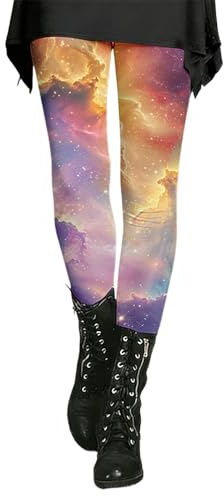 Generisch Galaxy Leggings Mujer Cintura Alta Leggings Deportivos Estampados Coloridos Pantalones de Yoga Elásticos Pantalones de Yoga Render Pantalones Mujer Planetas para Carnaval Disfraz de Carnaval