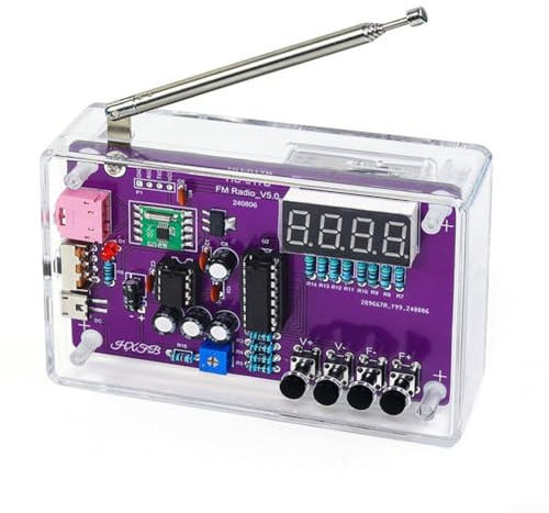 FM-radiomottagarkit, gör-det-själv elektronik lödningssats med RDA5807-modul för 87-108 MHz FM-band, nybörjarvänlig montering och utbildningsprojekt (med fodral)