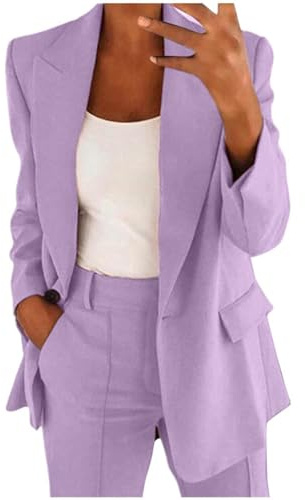 Co Ord - Conjuntos de 2 piezas para mujer, traje blazer de talla grande, chaquetas de manga larga y pantalones largos ajustados de pierna recta con bolsillos, negocios, trabajo, oficina, casual, ropa