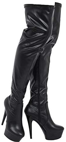 Womens Ladies Sexy Thigh HIGH Kinky Fetish Over The Knee Platform Stiletto Heel Side Zip Boots Size 3 4 5 6 7 8 9 10 (3 UK, Black Matte, numeric_3)