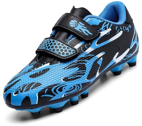 Unitysow Kids Football Boots Boys Girls Astro Turf Trainers Junior Soccer Athletics Sport Training Shoes Indoor Outdoor Football Shoes Unisex,Blue,3 UK